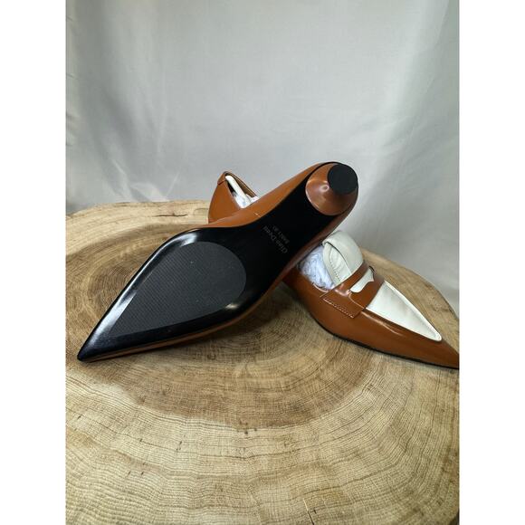 GiaoDeen Women’s Leather Kitten Pointed Toe Stiletto Mid Heel Pumps - Picture 8 of 11